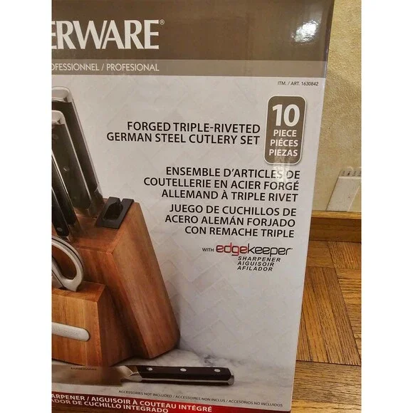 Farberware 10 piece knife set built in sharpener